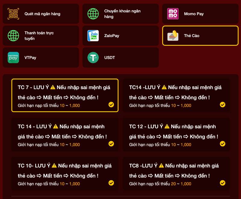 Hướng Dẫn Nạp Tiền Hello88 – Giao Dịch Nhanh Gọn 5 Thẻ cào điện thoại